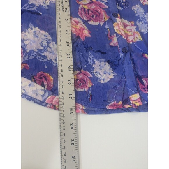 Kut From The Kloth Jasmine Blouse Purple Sheer Button Front Long Sleeve Med - Picture 5 of 8